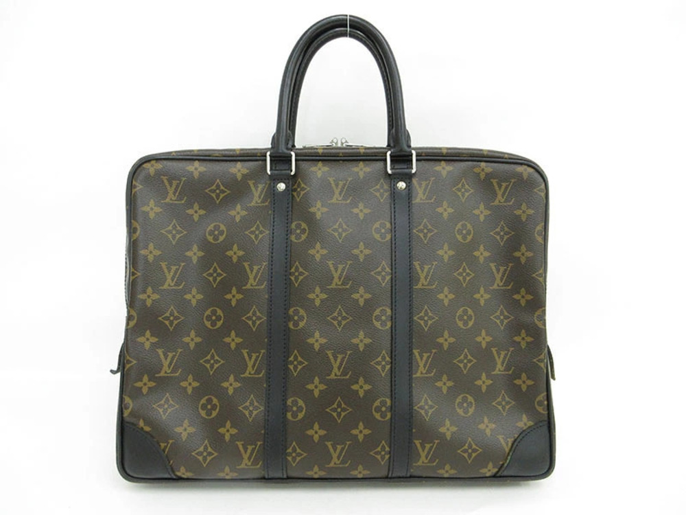 Louis Vuitton Briefcase Macassar PDV Porte Voyage Bag Brown document Monogram